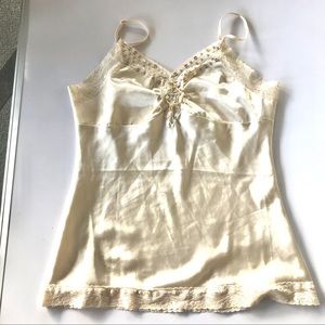 One Step Up Cream beaded/sequin Lace Camisole S
